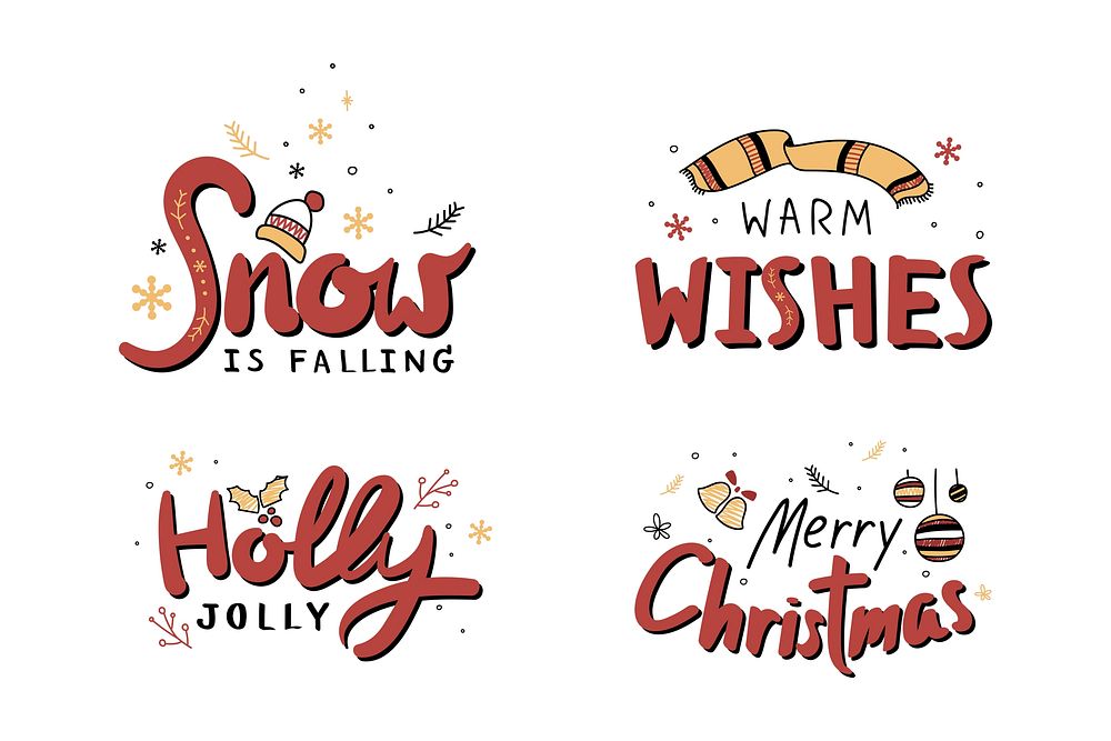 Christmas greeting psd social media sticker set