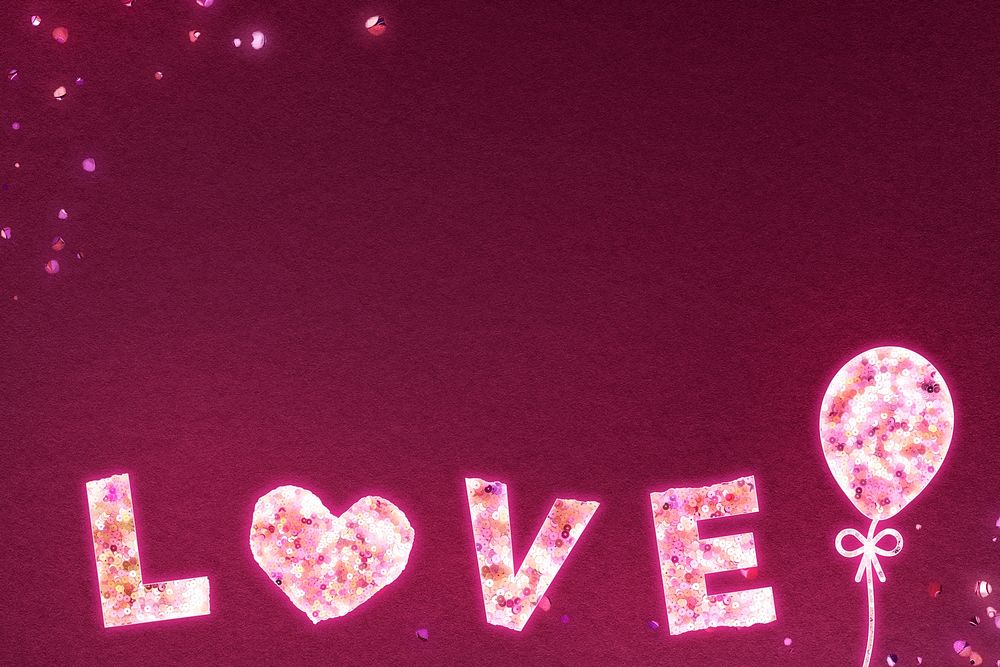 Glittery love border psd Valentine&rsquo;s background