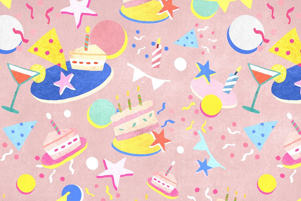 Pink birthday pattern psd celebration background