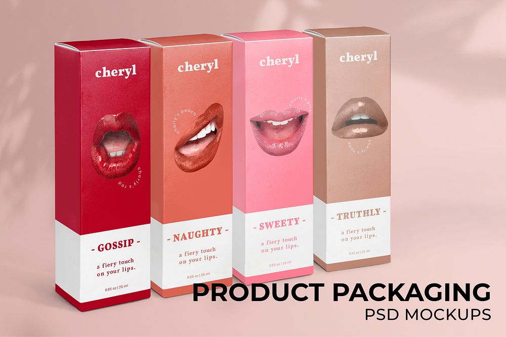 Cosmetics box packaging mockup psd for beauty products in minimal design