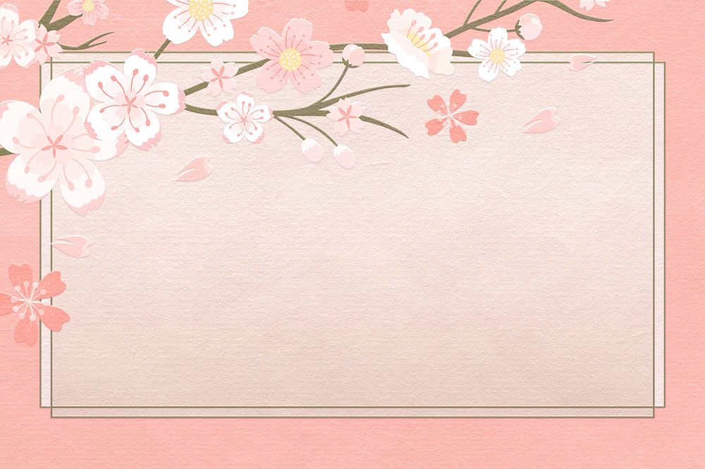 Pastel cherry blossom psd rectangle frame