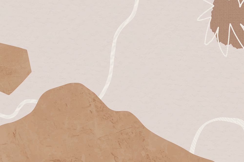 Brown background with abstract memphis mountain illustration in earth tone