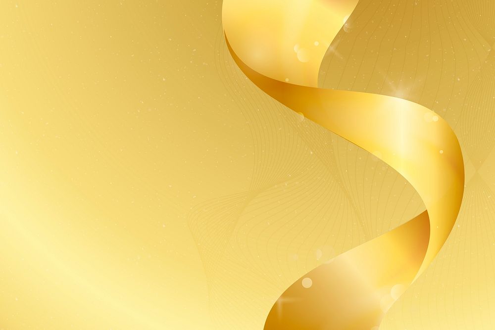 Yellow background psd with luxury gold ribbon border 