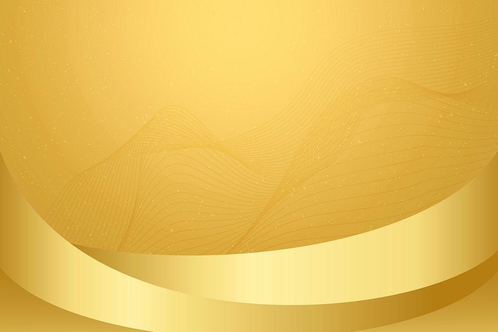 Golden background vector with metallic wave
