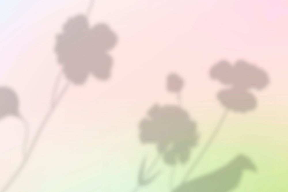 Aesthetic flower shadow background vector in two color gradient