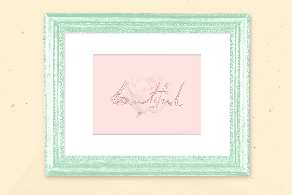 Picture frame mockup psd, pastel green home decor