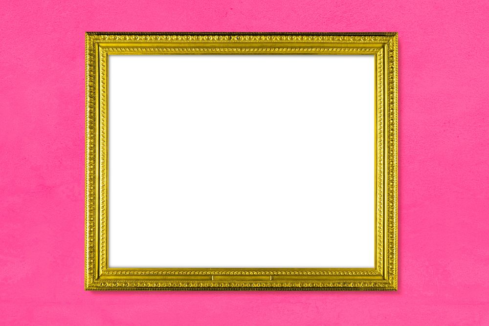 Picture frame mockup psd in neon gold