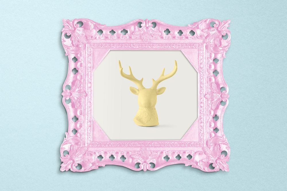 Picture frame mockup psd, pastel pink home decor