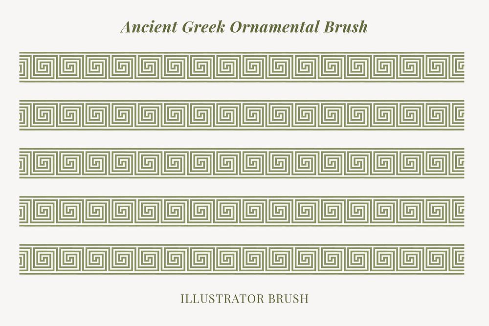 Meander pattern illustrator brush, Greek ornamental brush, vector seamless pattern set