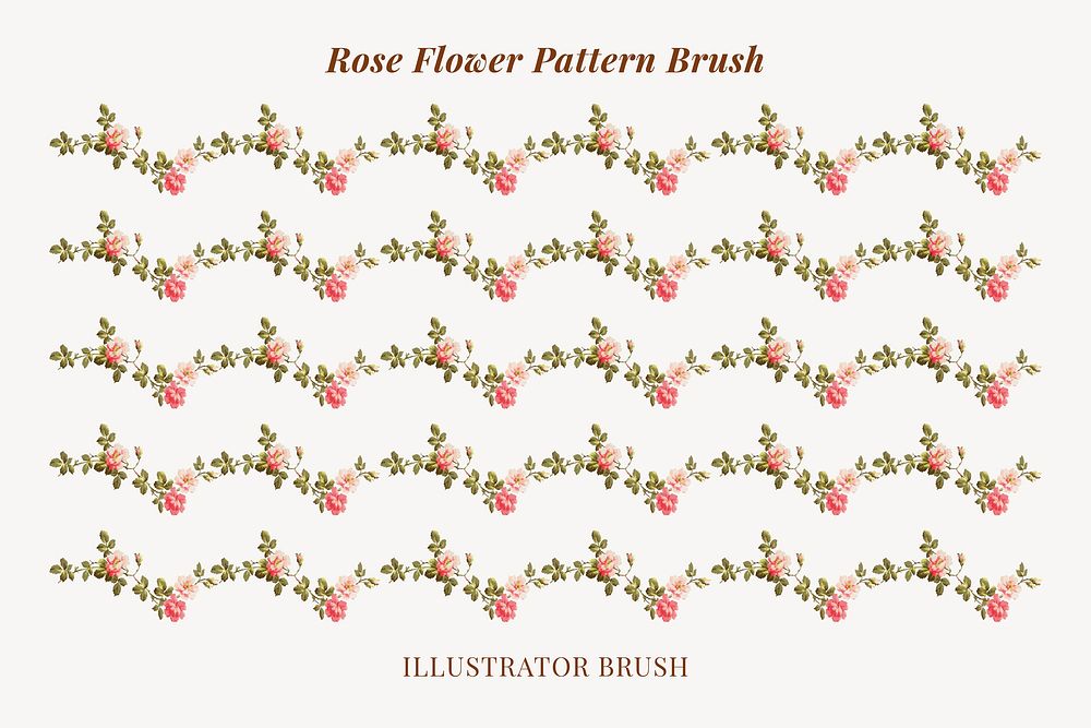 Flower pattern illustrator brush, red rose vector add-on set
