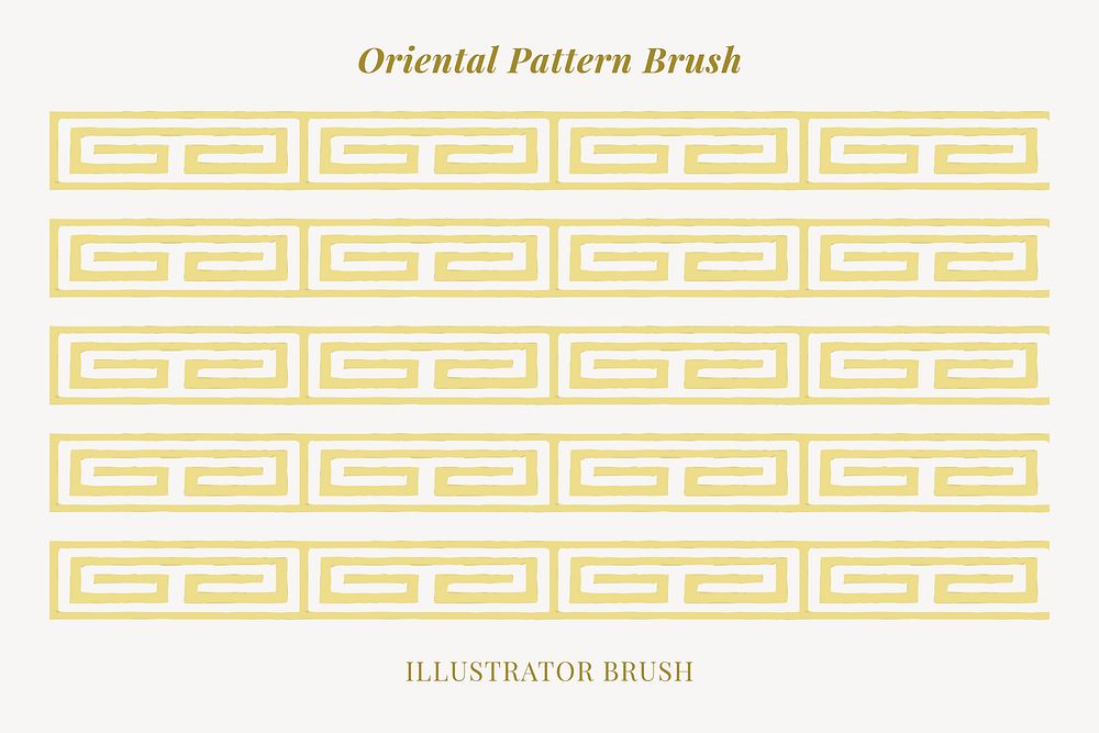 Meander pattern yellow illustrator brush vector add-on set