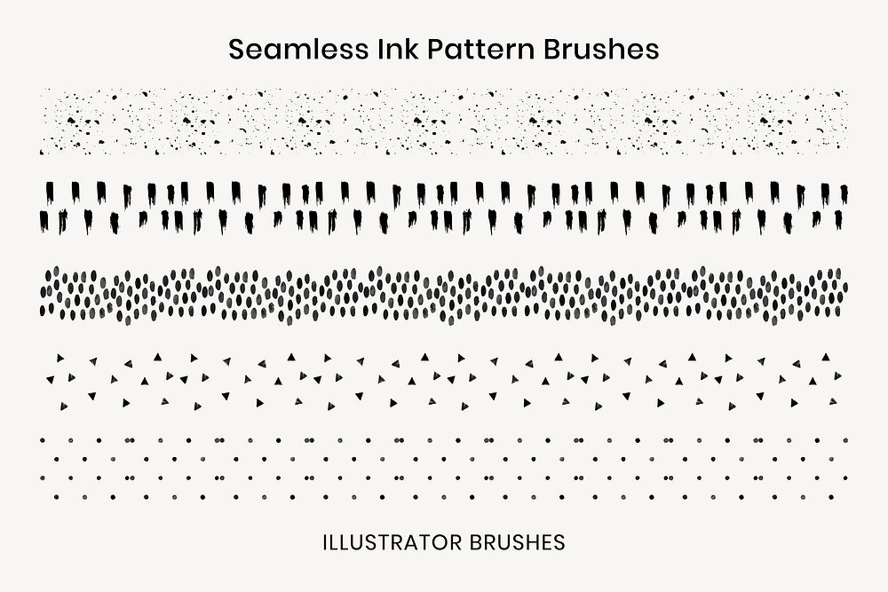 Ink illustrator brush vector seamless pattern set