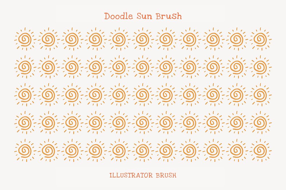 Pattern brush, yellow sun doodle, vector add-on set