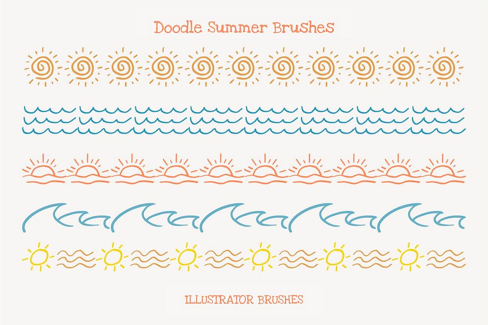 Summer doodle pattern brush illustrator vector add-on set