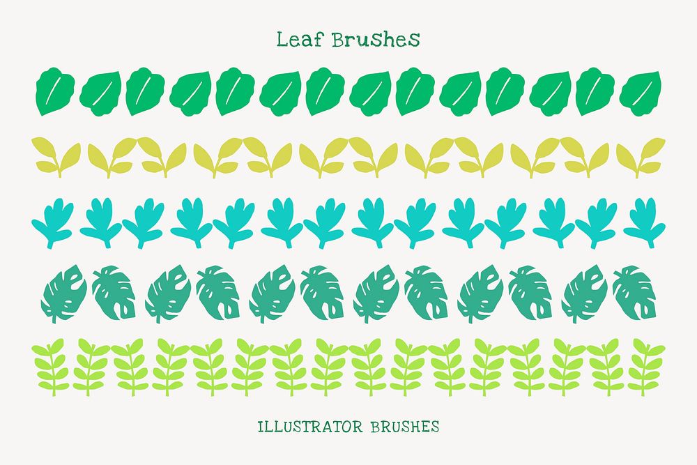 Leaf illustrator brush vector seamless pattern set
