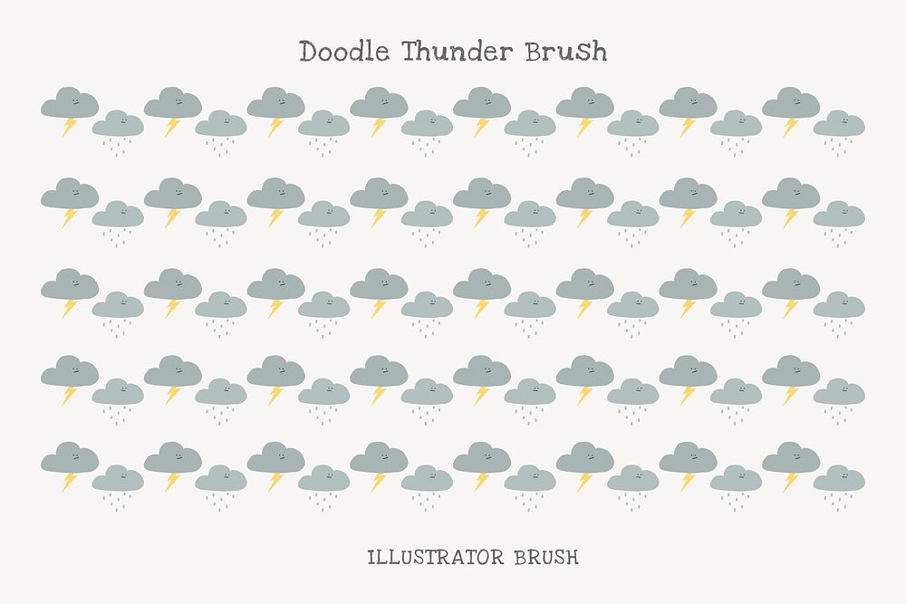 Lightning illustrator brush vector seamless doodle weather pattern set