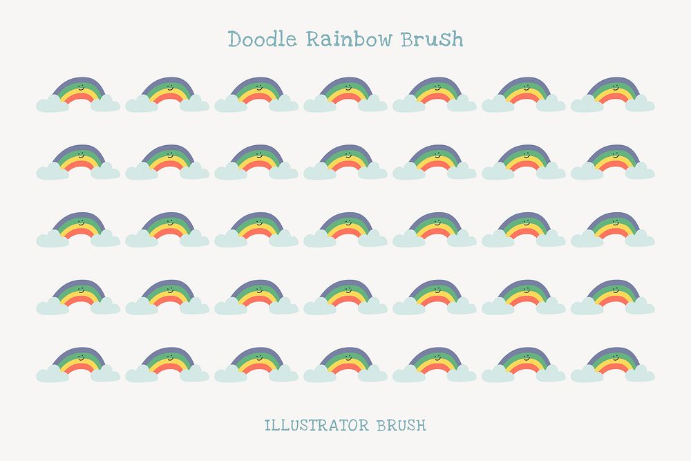 Rainbow pattern illustrator brush, weather vector add-on set
