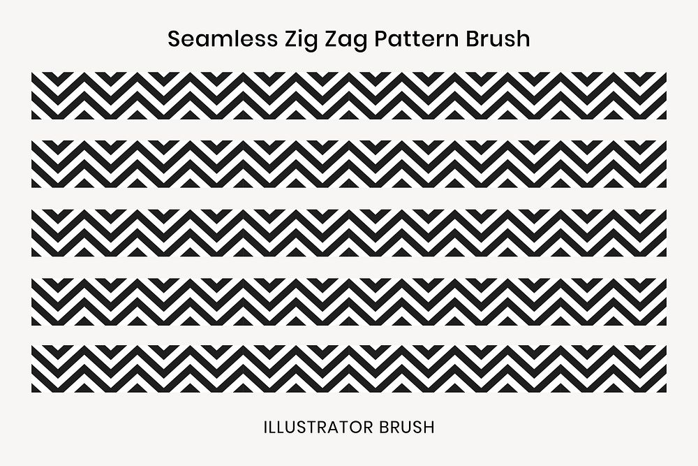 Zig zag illustrator brush vector seamless pattern set