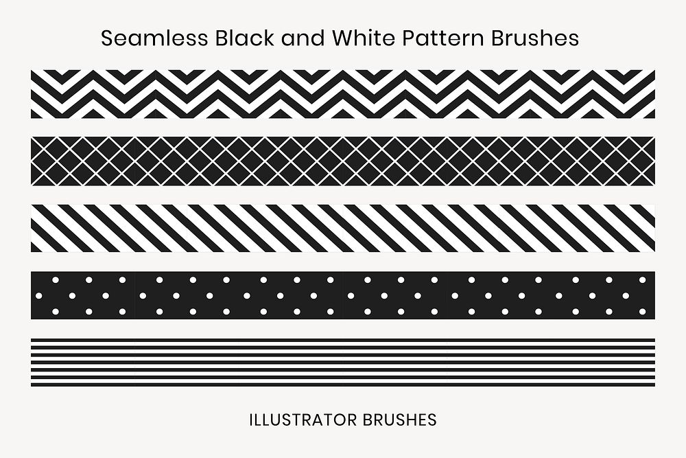 Pattern brush, seamless black and white, vector add-on set