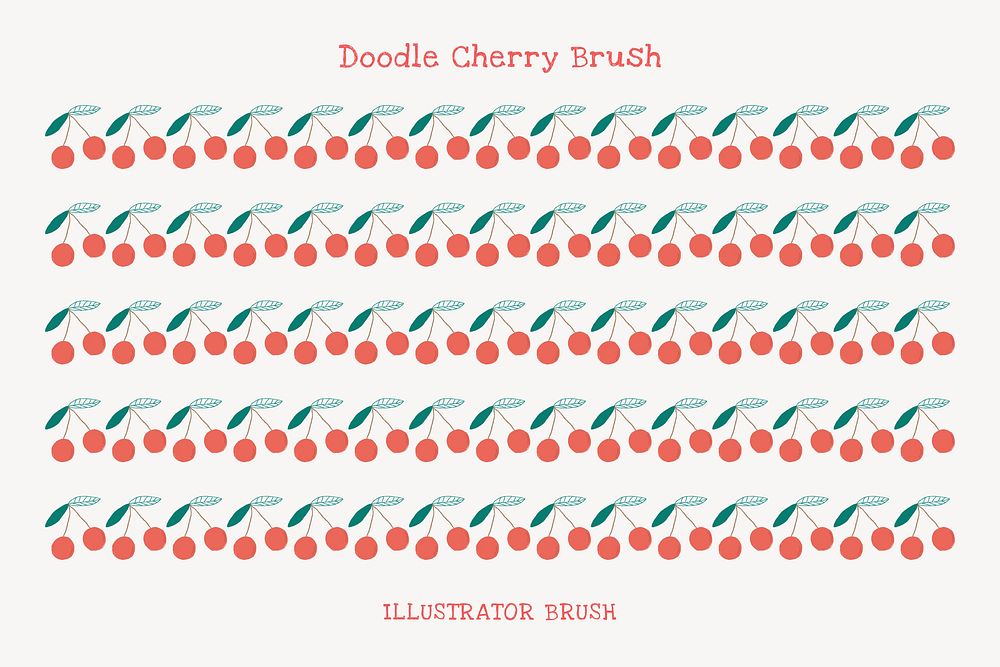 Cherry illustrator brush vector seamless pattern set