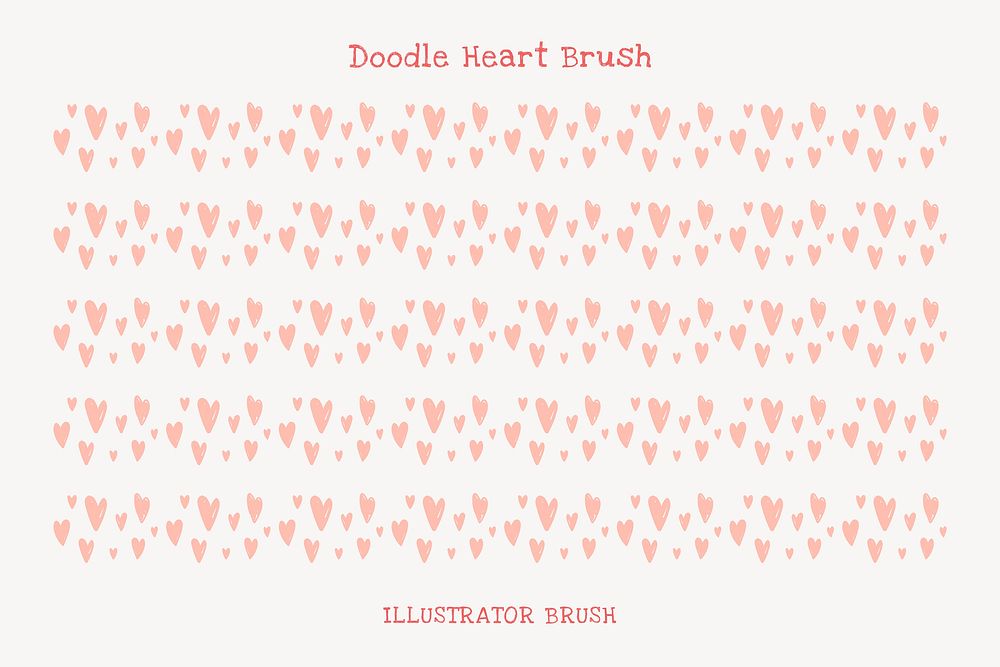 Heart illustrator brush vector seamless pattern set