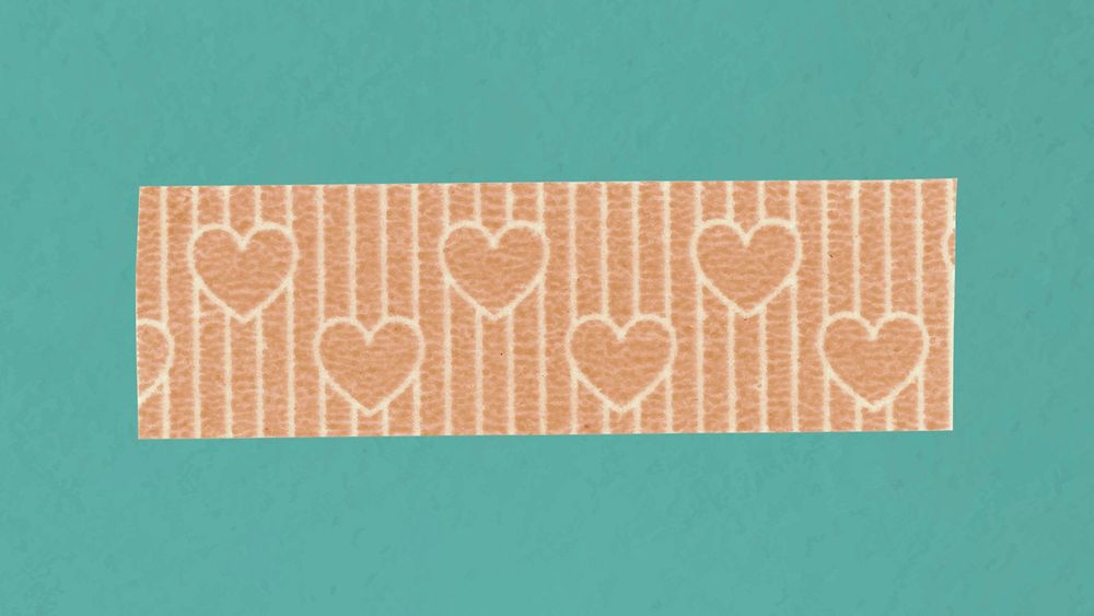 Heart washi tape clipart, orange cute pattern psd