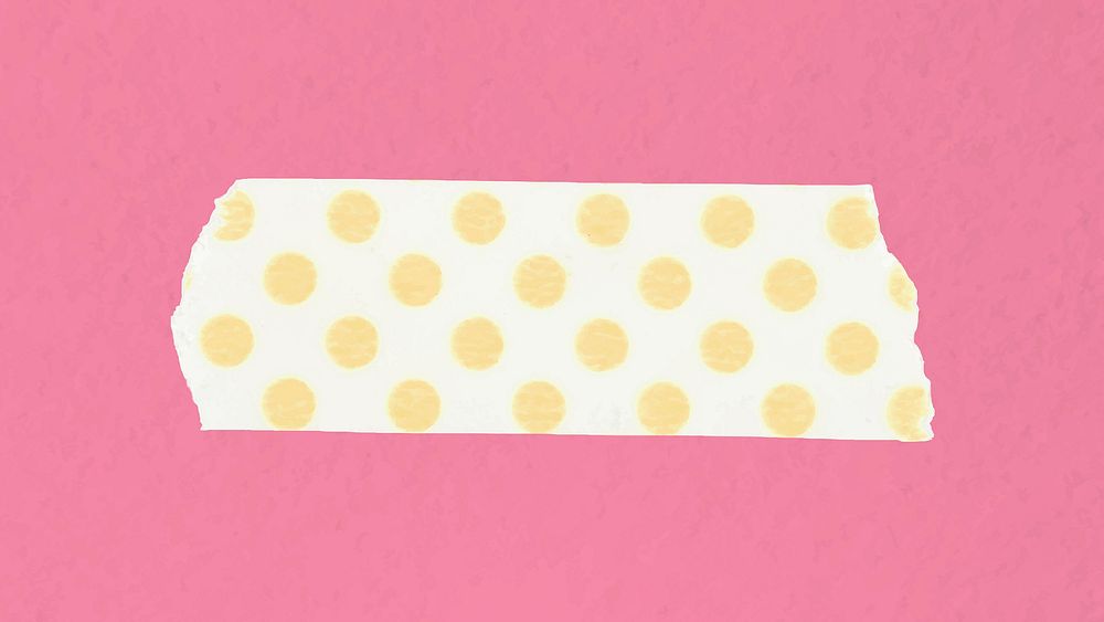 Polka dot washi tape clipart, yellow pattern, planner sticker vector