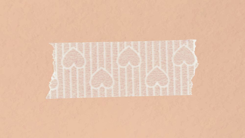 Cute washi tape collage element, beige wave pattern