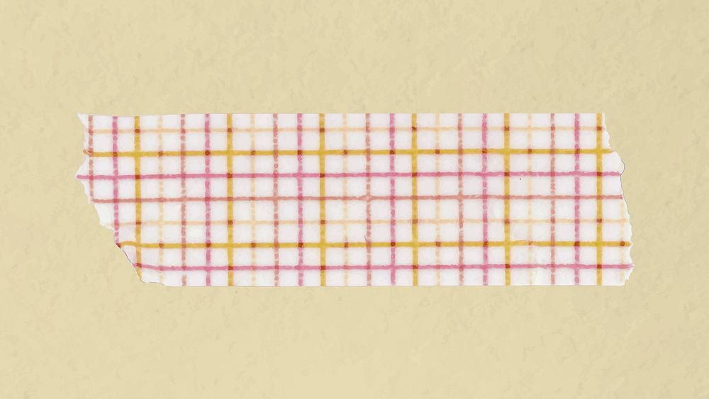 Grid washi tape collage element, pink pattern, diary decoration