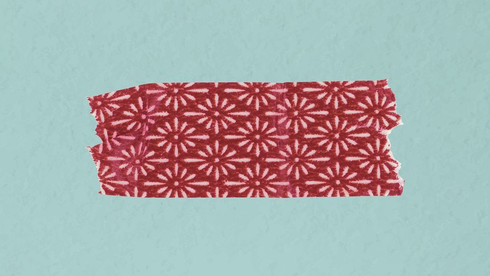 Vintage washi tape clipart, red pattern design psd