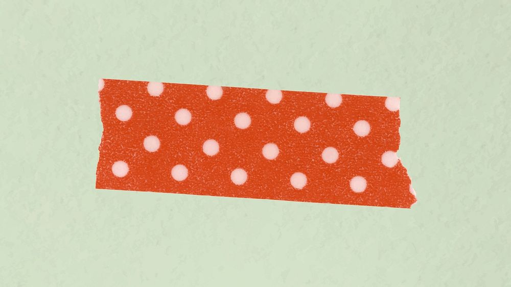 Polka dot washi tape collage element, red pattern design