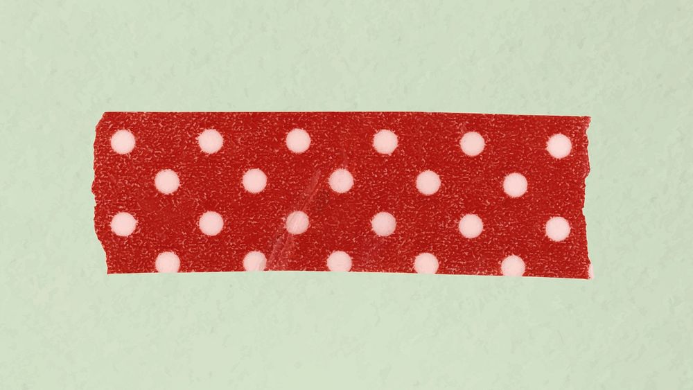 Red washi tape clipart, polka dot patterned collage element