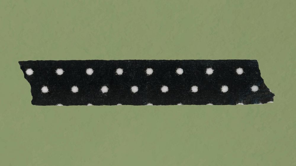 Polka dot washi tape clipart, black pattern, diary sticker psd
