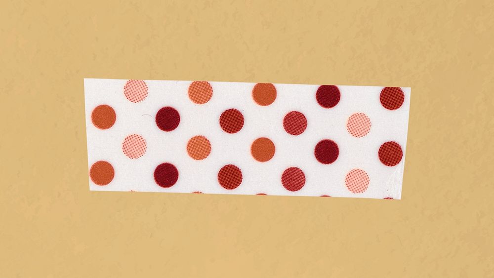 Cute washi tape clipart, orange polka dot pattern, planner sticker psd