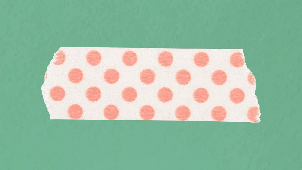 Pink washi tape clipart, polka dot patterned collage element