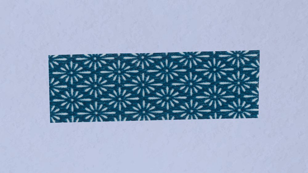 Vintage washi tape clipart, blue pattern design psd
