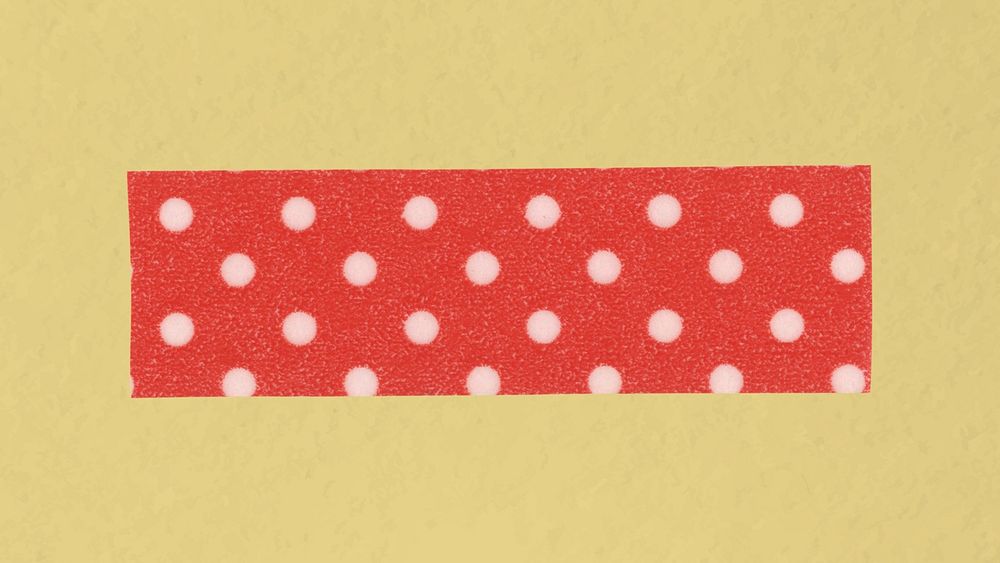 Red dot washi tape clipart, cute patterned collage element