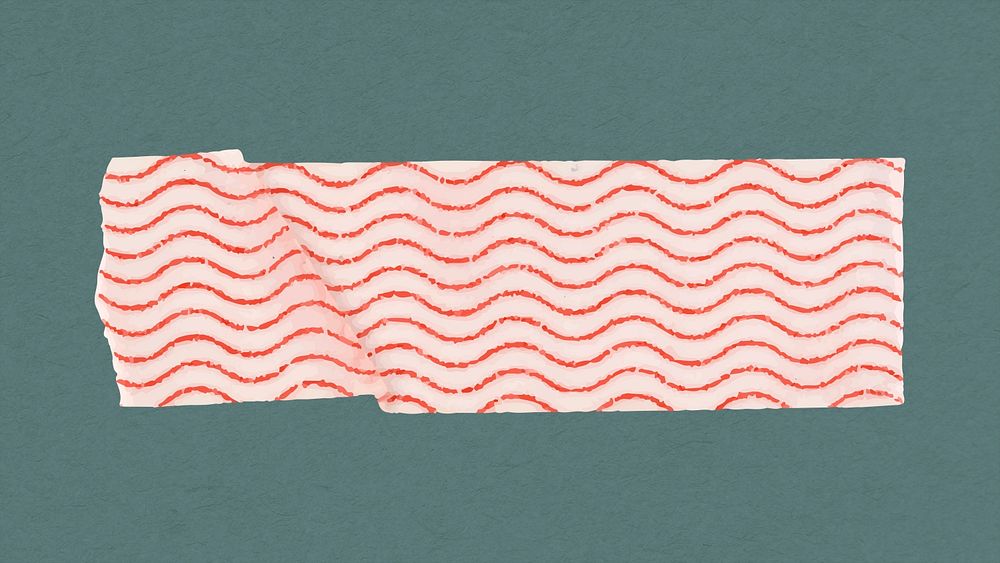 Pattern washi tape clipart, red wave in cute design 