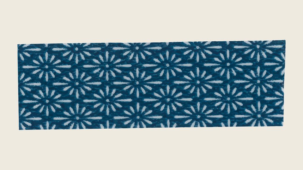 Blue washi tape clipart, vintage pattern collage element