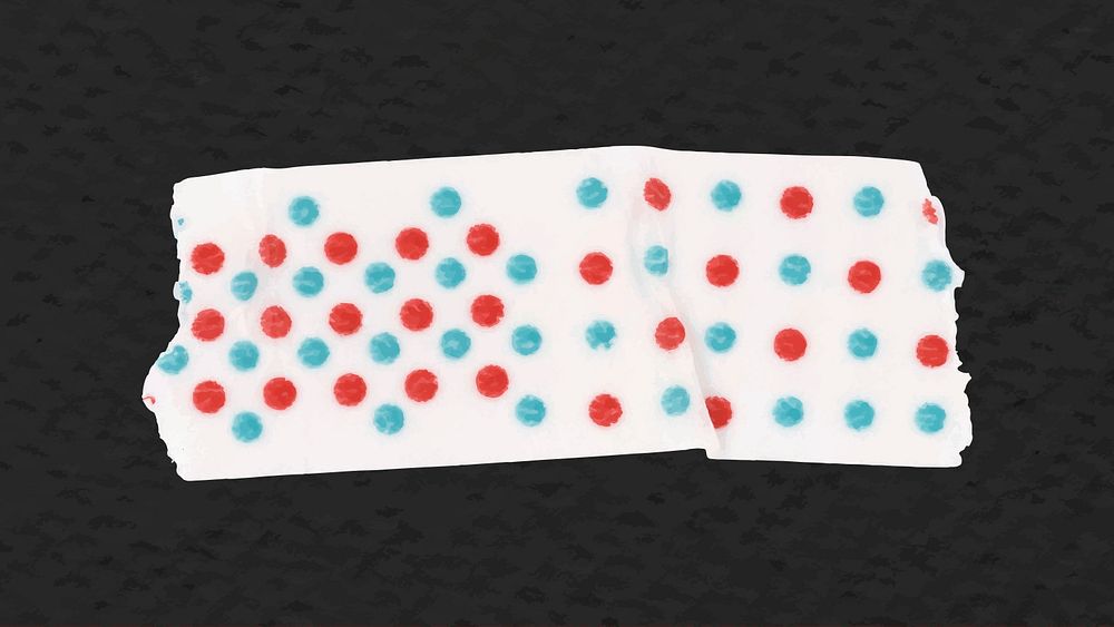 Color washi tape sticker, polka dot patterned collage element psd