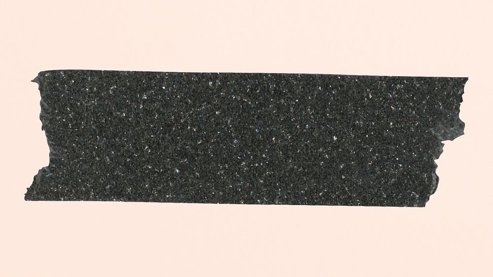 Glitter washi tape collage element, black cute design