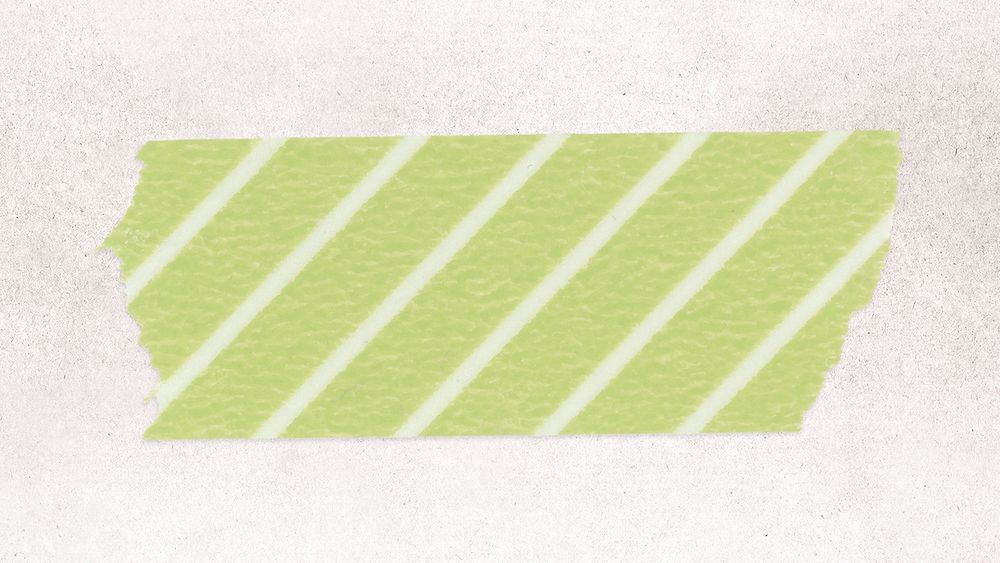 Green washi tape clipart, striped pattern collage element