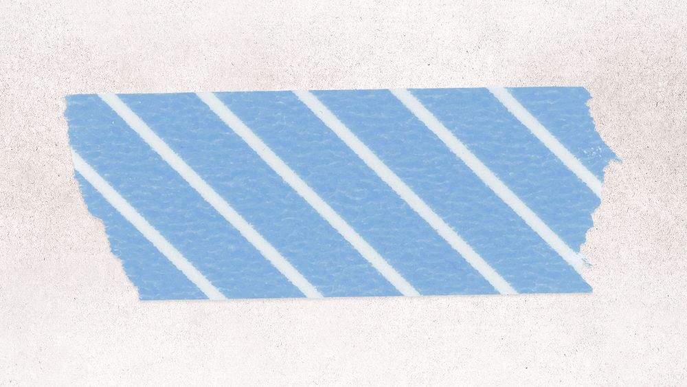 Blue washi tape sticker, striped pattern collage element psd