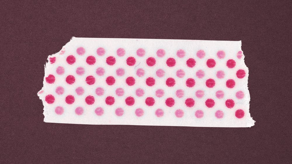 Pink dot washi tape clipart, cute patterned collage element