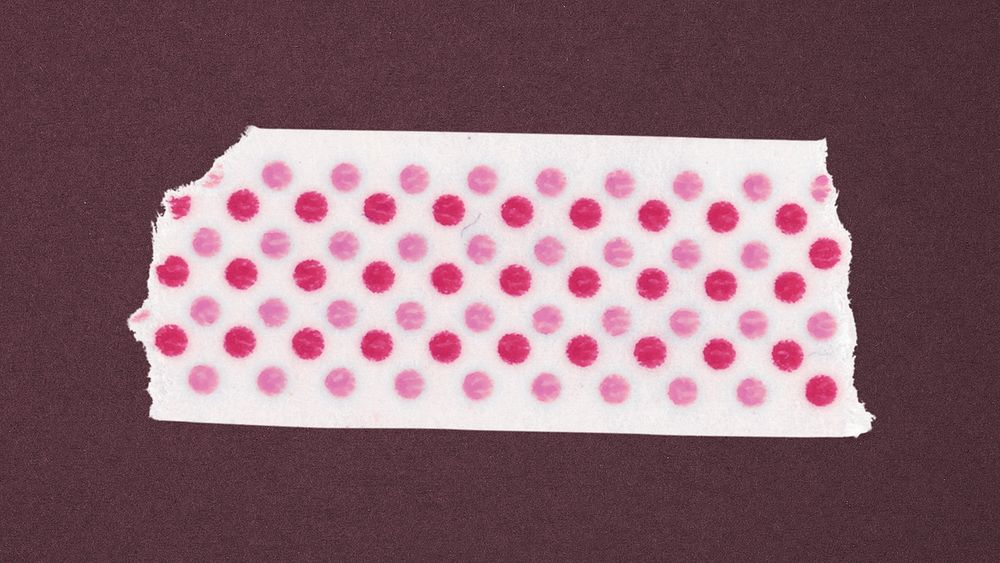 Pink dot washi tape clipart, cute patterned collage element psd