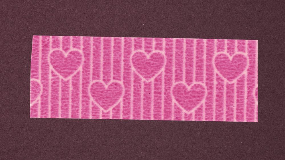 Heart washi tape clipart, pink cute pattern psd