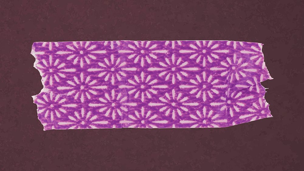 Purple washi tape sticker, vintage pattern collage element vector
