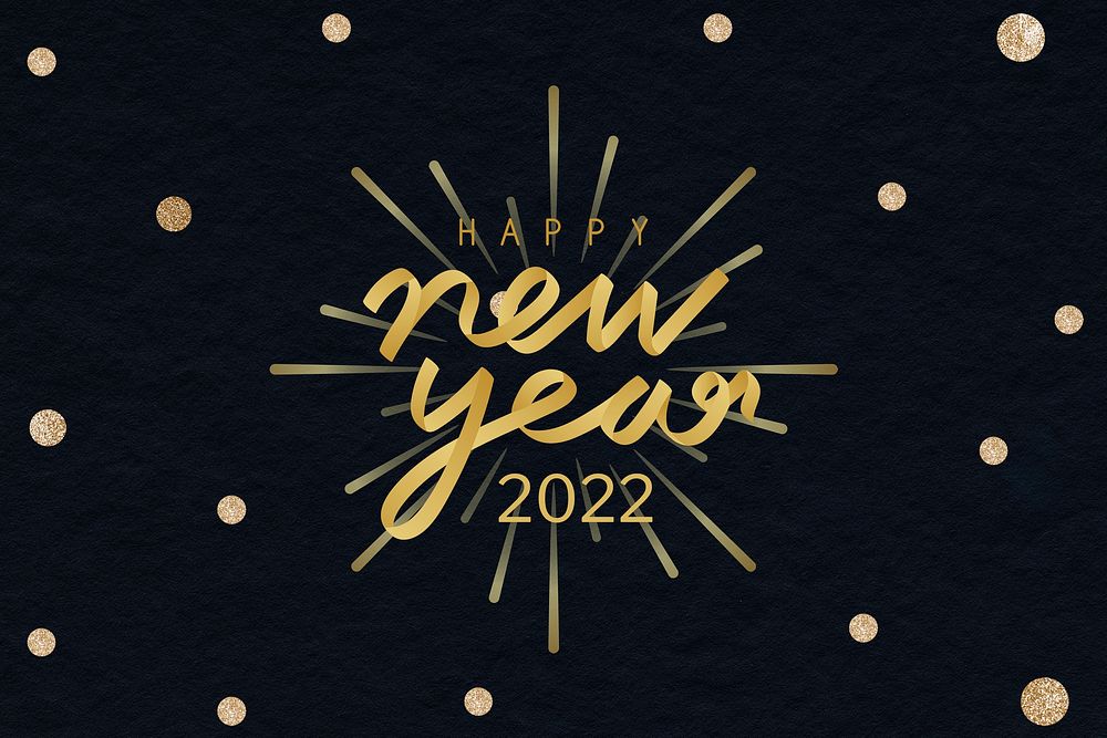 New year 2022 HD background, gold glitter text for DIY card vector