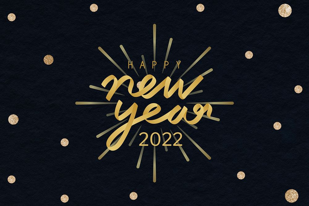 New year 2022 HD background gold glitter text for DIY card psd