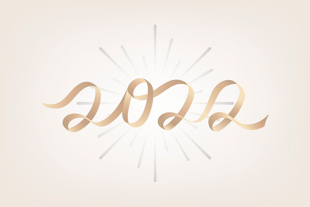 2022 gold new year text, aesthetic typography for new year card and background psd